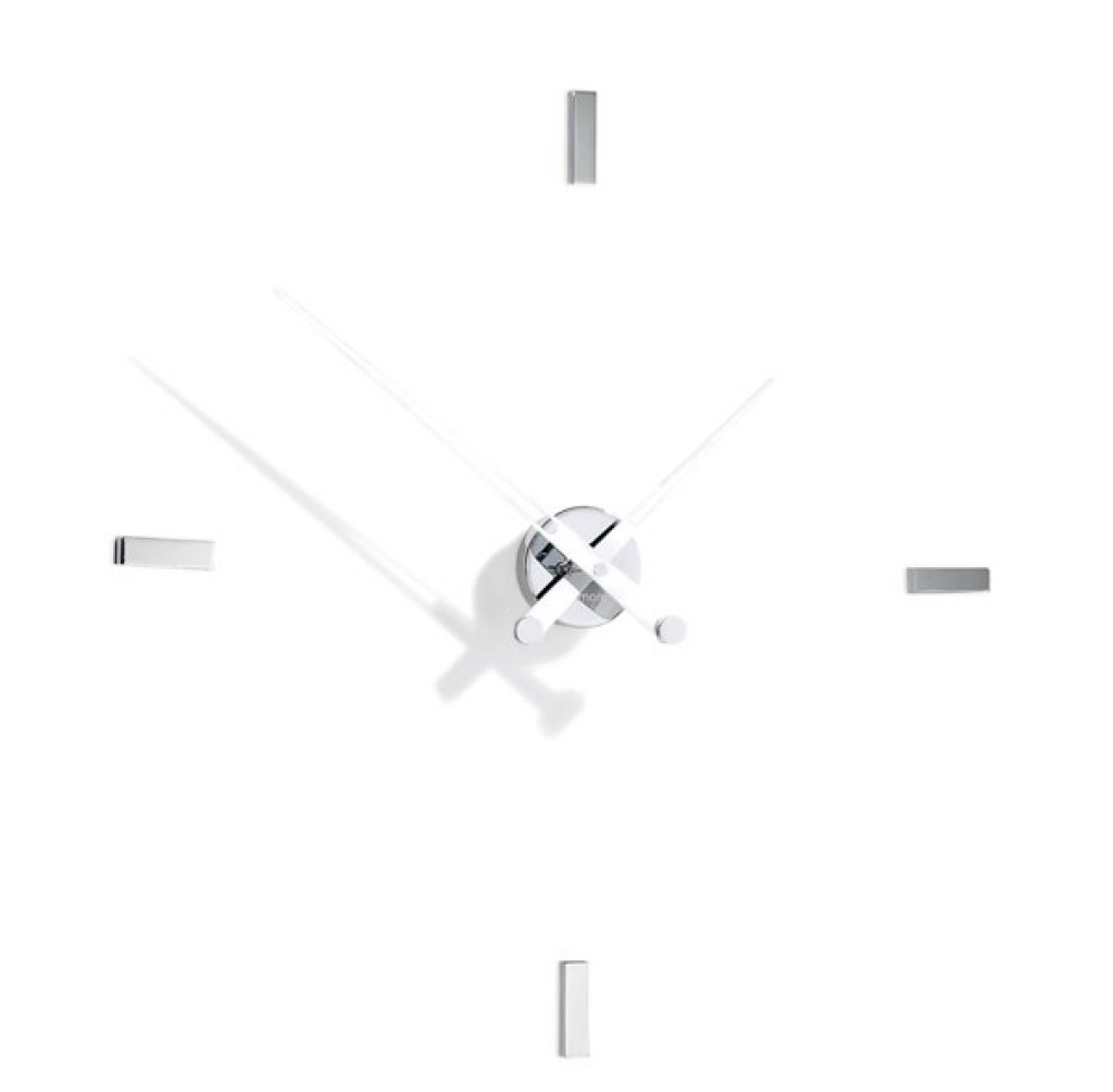Годинник Nomon Tacon 4i WHITE, (основа - хромована сталь/стрілки - білий лак) D=74см