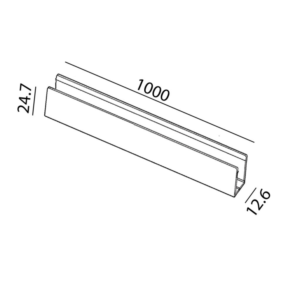 Профіль для монтажу неонової стрічки FLEXY 48, L1000mm, w12.6mm, h24.7mm, алюміній (11.S1000.ALU)