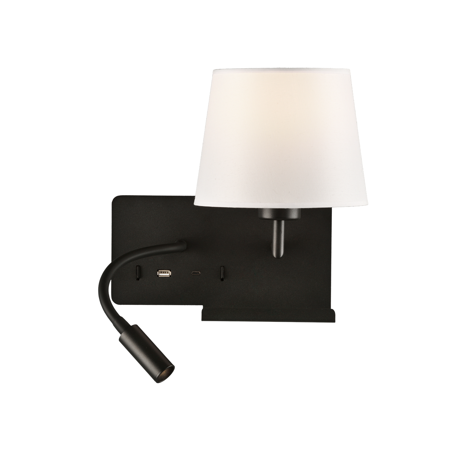 Hold Wall lamp Right Black (White Shade)