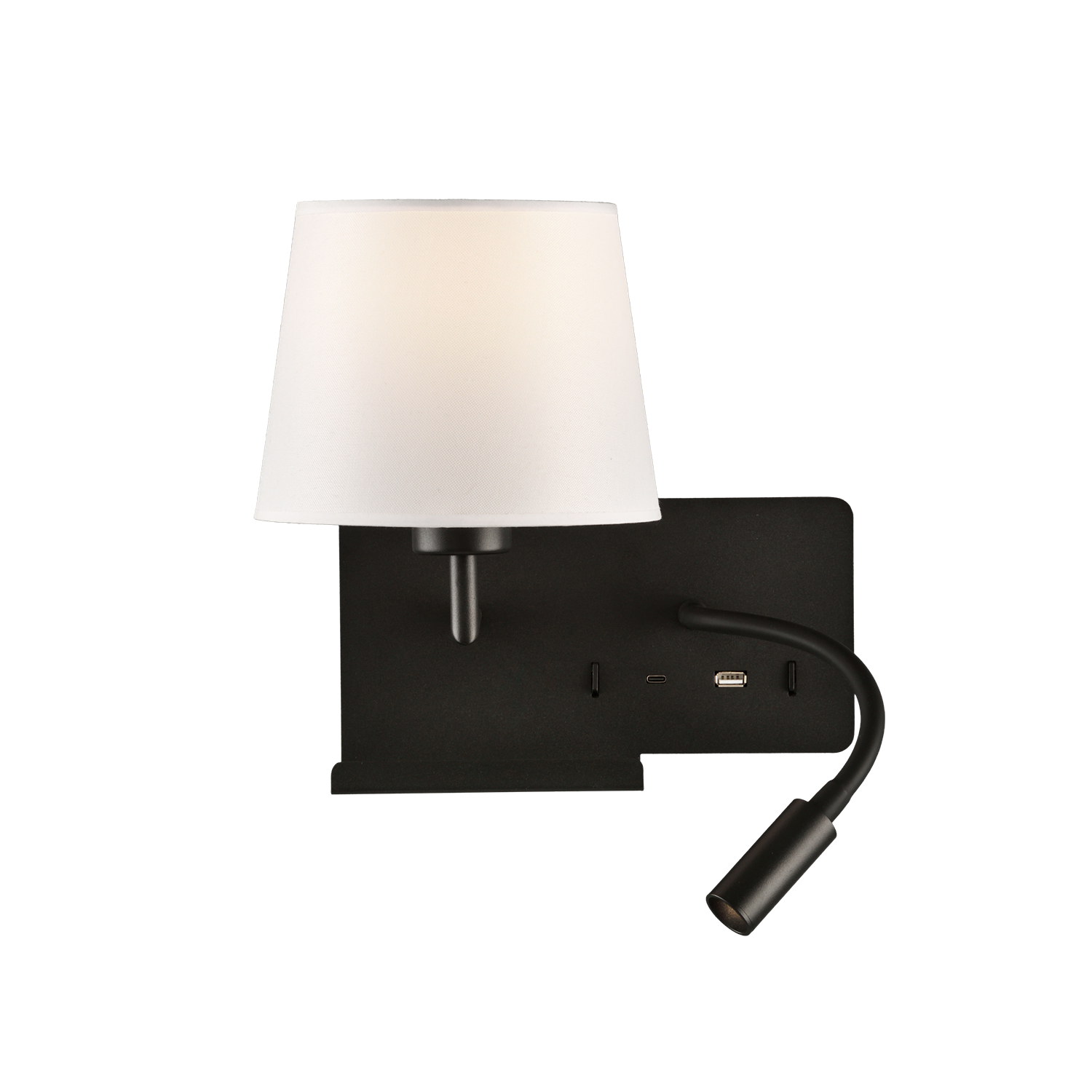 Hold Wall lamp Left Black (White Shade)